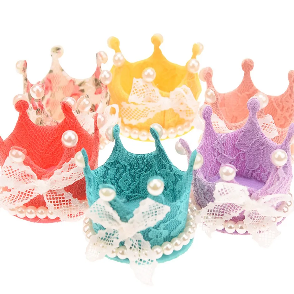 

3pcs Lace Crown 2inch Flower Crowns with Pearl circle cute hair accessories Boutique Flower Accessories No Hair clips Hair bows