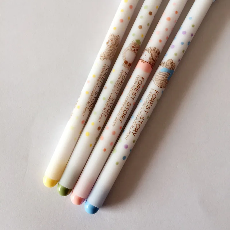 

4X Adorable Cute Hedgehog Owl Forest Gel Pen Writing Signing Tool School Office Supply Student Stationery Black Ink 0.38mm