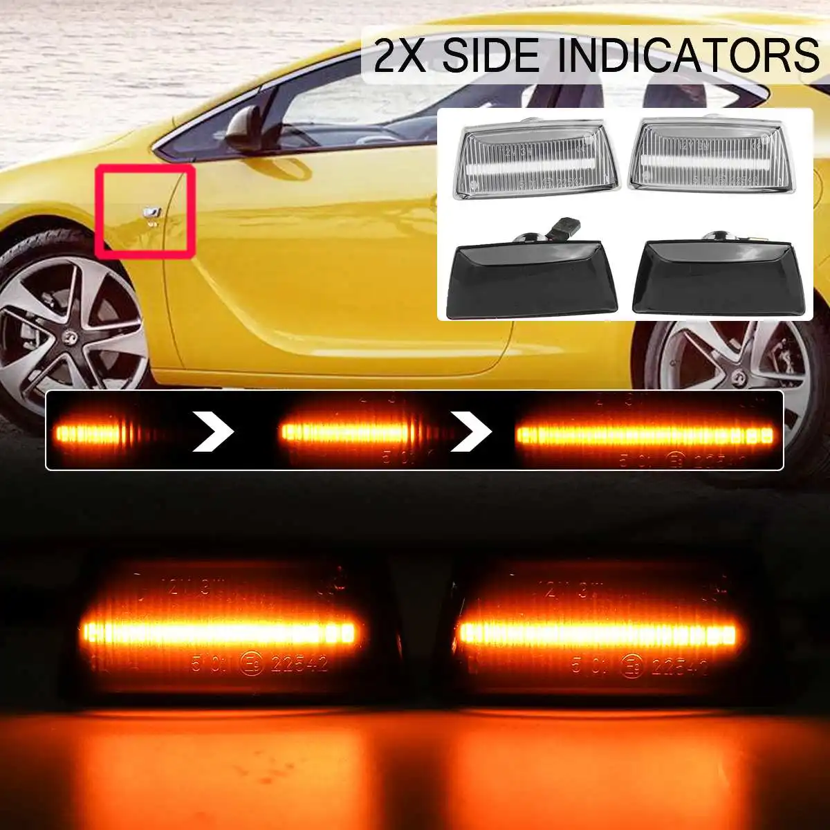 2x динамические светодиодные, боковые, габаритные фонари, плавный поворотный сигнальный светильник, боковой ретранслятор, лампа 12 В, панельная лампа для Cadillac для Chevrolet