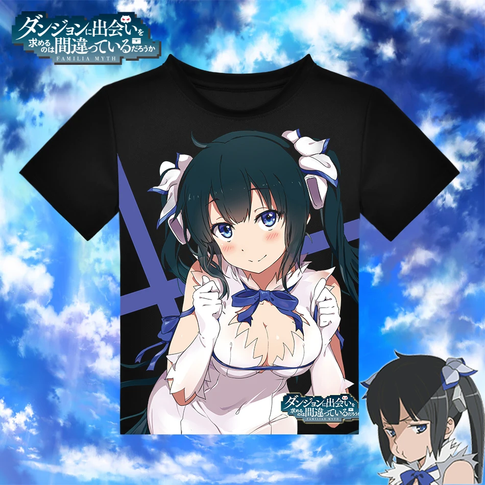 

Japanese Anime Pick Up Girls In Dungeon Hestia T-shirt Black Polyester T Shirt Summer Active Tshirt Fashion Men Women Clothing