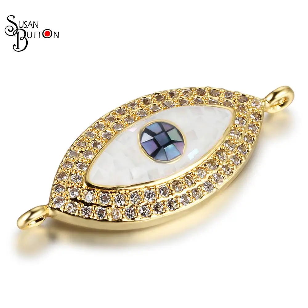 Золотой цвет браслет evil Eye Подвески микро Pave Cz Циркон глаз кулон бусины подходят