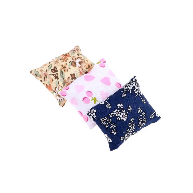 

1:12 Dollhouse Miniature Mini Toys Sofa Flower Single Pillow Cushion Couch Bed Dollhouse Model Accessories