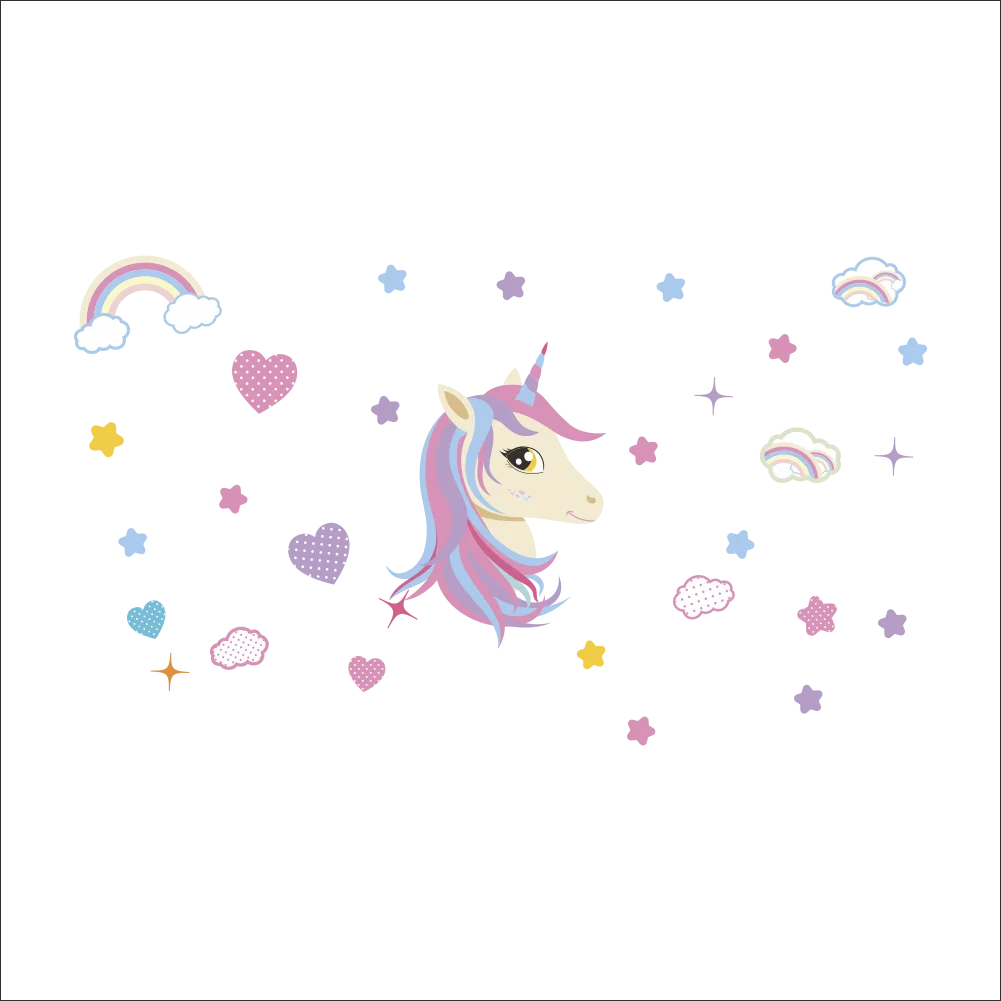 Радужные пони аниме наклейки на стену My Little Horse 3d ПВХ украшение для детской