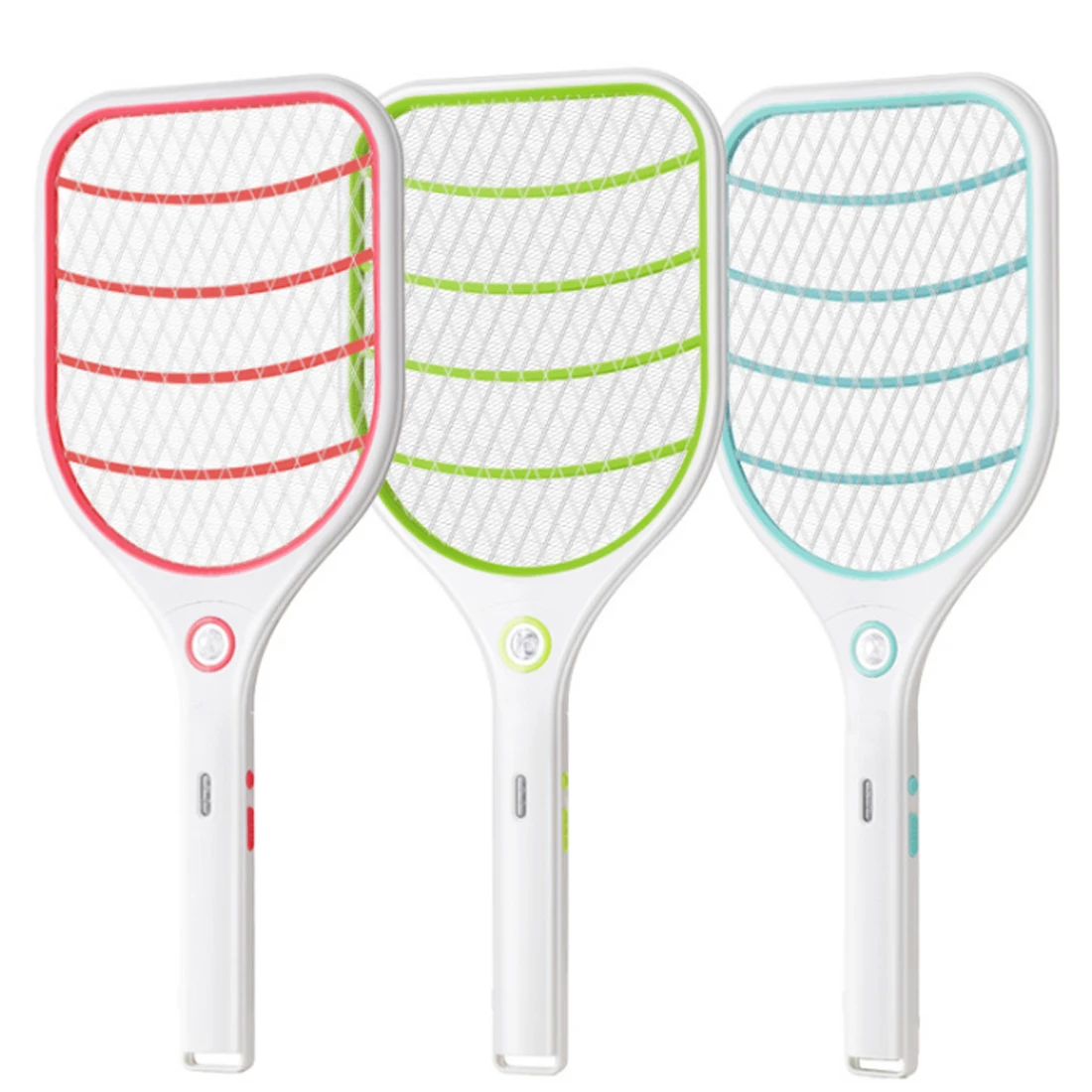 

USB Multi-Function Large Size Mosquito Swatter Bug Zapper Racket With Rechargeable Lithium Battery Home Tool - Blue Green Pink
