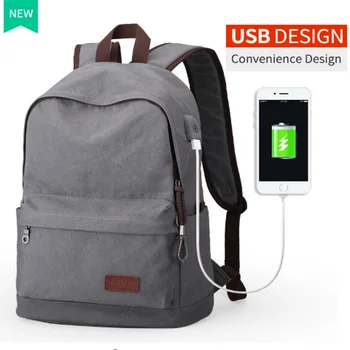 

2017 USB Backpack casual travel bag Fashion School Bag laptop bag Canvas Shoulder Bags