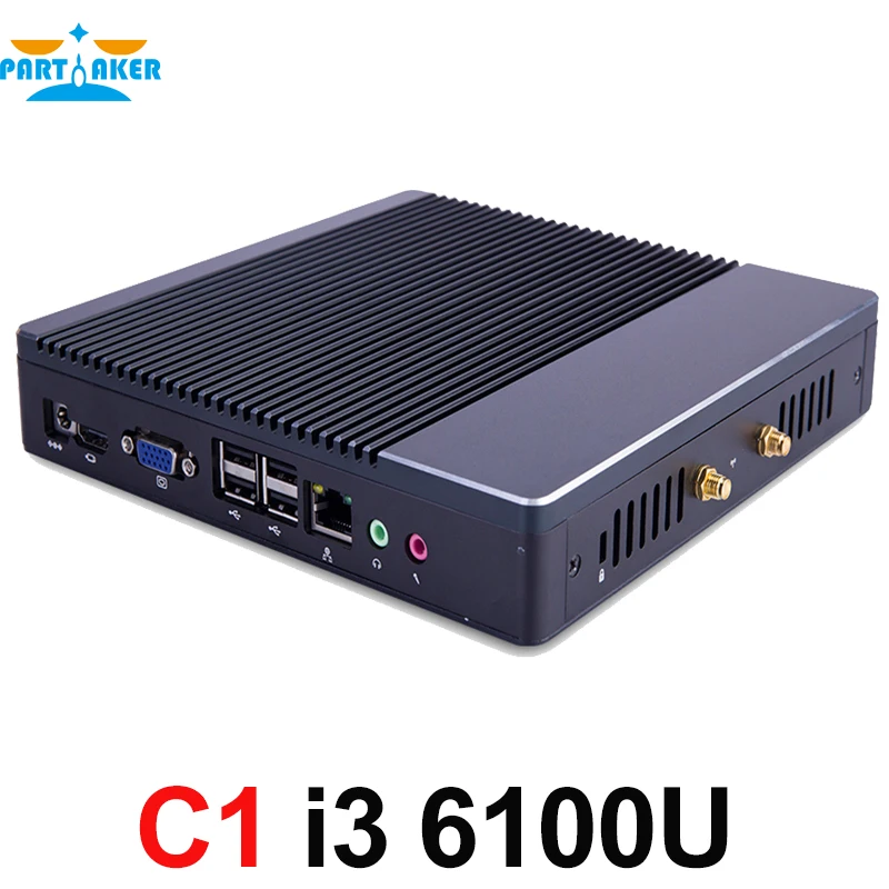 Partaker Mini PC Windows 10 Barebone Computer DDR3 Intel Core i3 6100U