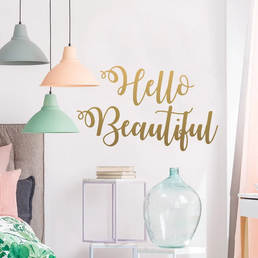

Family hello beautiful Wall Sticker Self Adhesive Vinyl Waterproof Wall Art Decal Removable Wall Sticker Background