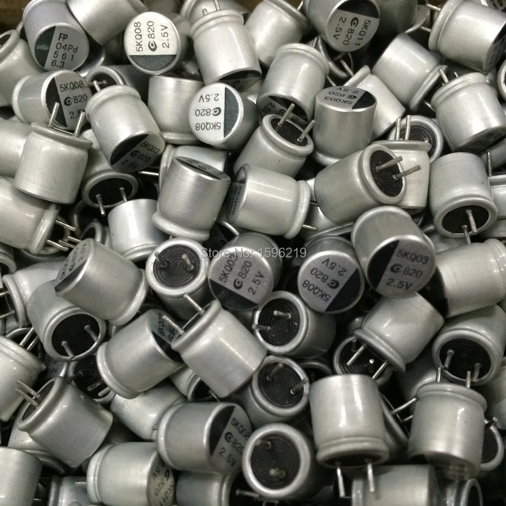 50 개 820uf 2.5v 대만 apaq ar5k 시리즈 8x9mm 슈퍼 낮은 ESR 원본 2.5v820uf soild 전해