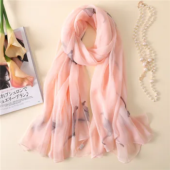 

Women Large Scarf Wrinkle Floral Silky Large Shawl Stylish Travel Foulard New 2018 [3240]