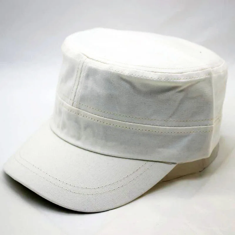 Bingyuanhaoxuan Новинка весны простой сплошной тяжелый хлопок крышки шляпу с плоским верхом Для мужчин Для женщин Регулируемый Охота армии Бейсболки hat - Цвет: white