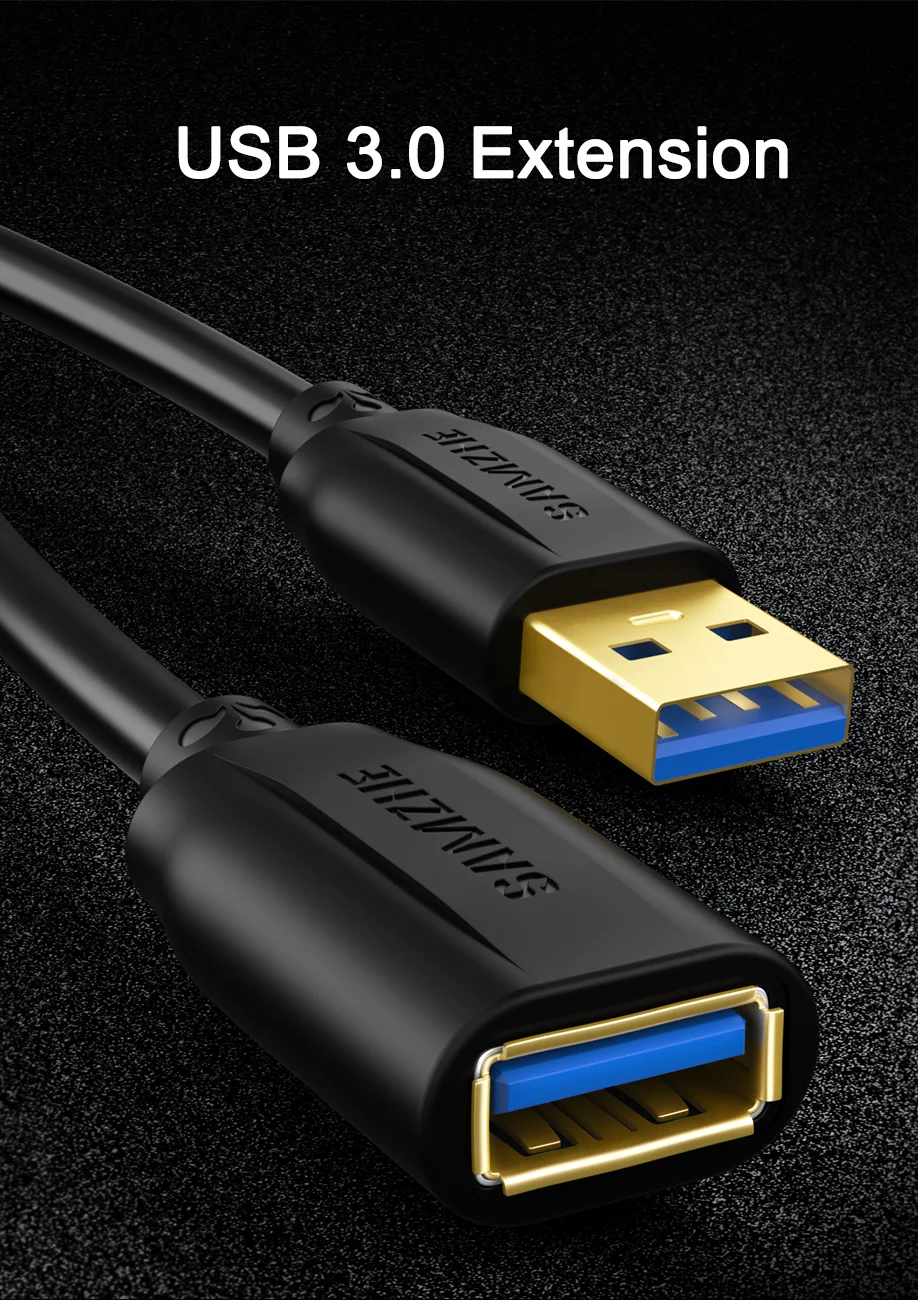 SAMZHE удлинитель USB 3,0/2,0 плоский Удлинительный Кабель AM/AF 0,5 m/1 m/1,5 m/2 m/3 m для PC tv PS4 компьютерный удлинитель для ноутбука