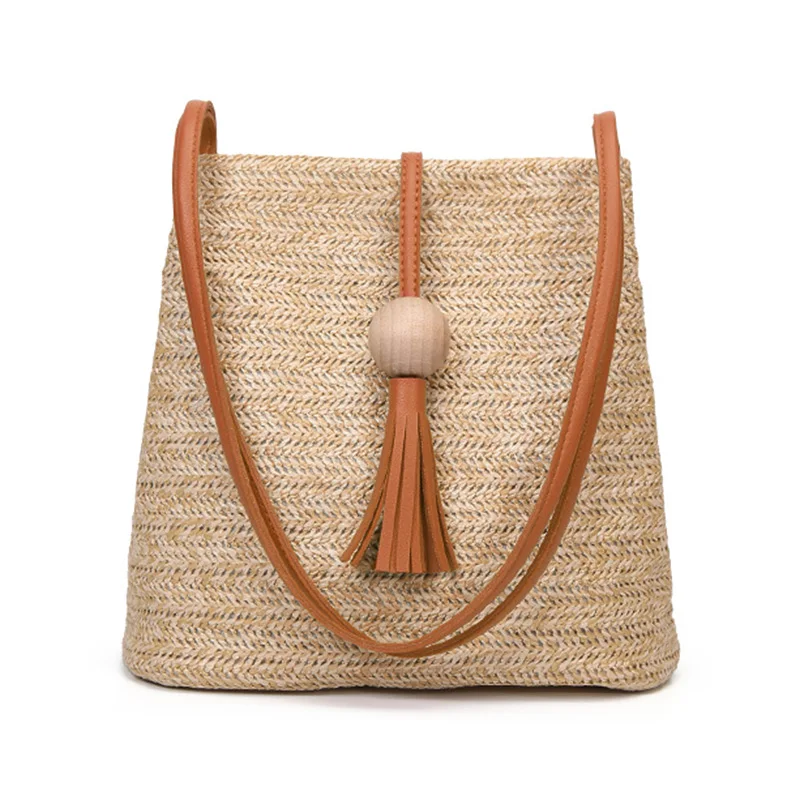 

Bali Vintage Handmade Crossbody Leather Bag Round Straw Beach Bag Girls Circle Rattan bag Small Bohemian Shoulder bag