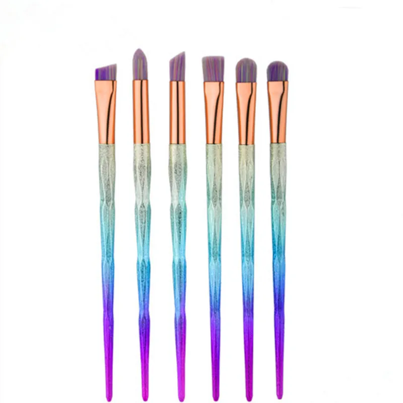2017 6/7Pcs Spiral Makeup Brushes Rainbow Synthetic Hair