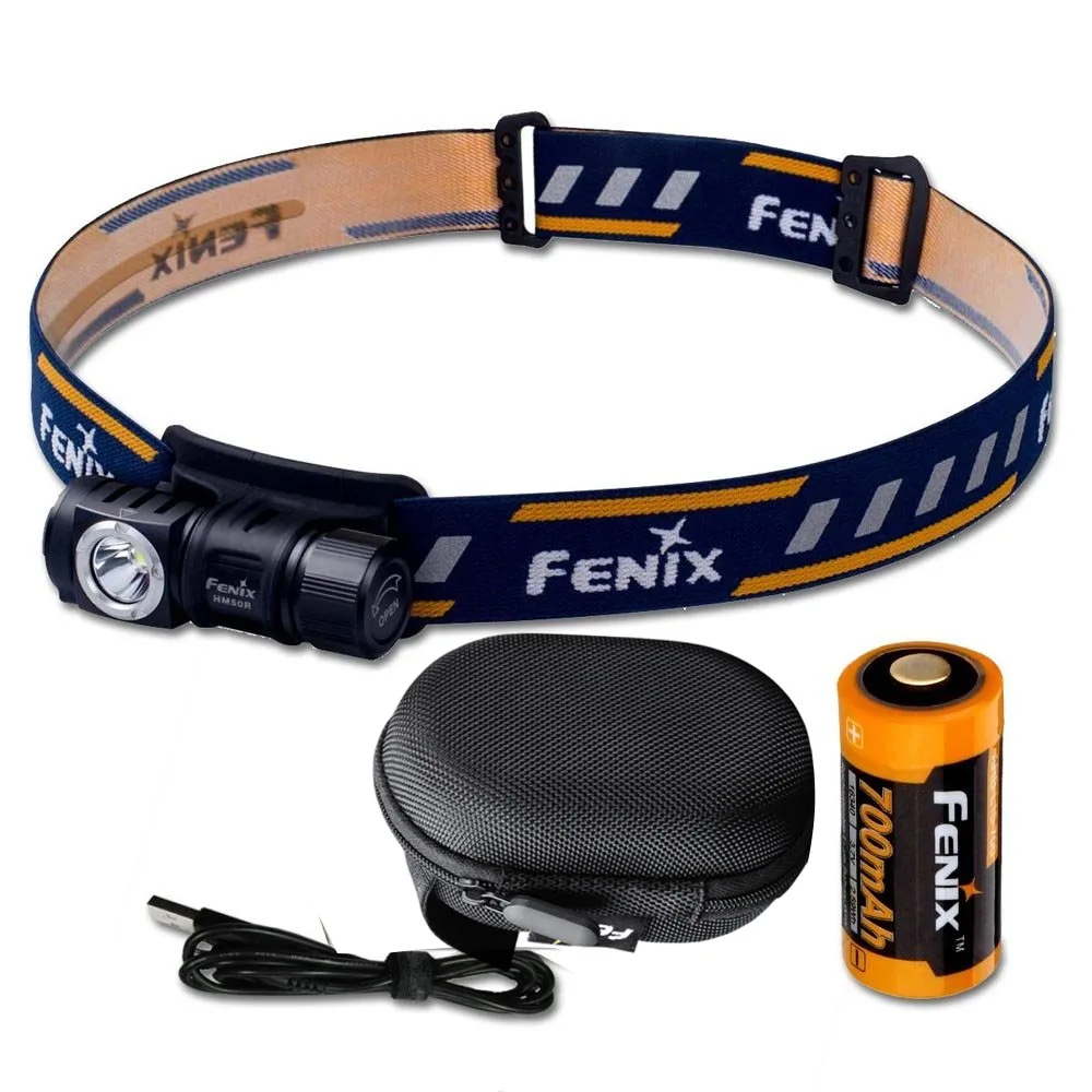 

Fenix HM50R 500 Lumens Multi-Purpose Compact LED Headlamp Flashlight with 16340 Battery, charging cable,Fenix APB-20