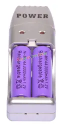 2x AA 2A фиолетовый цвет 1,2 в Ni-MH 3000 мАч аккумуляторная батарея + USB зарядное устройство
