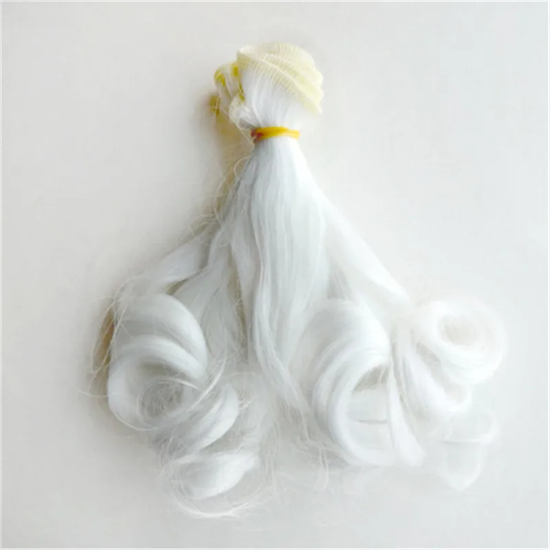 1 шт. 15*100 см градиент/натуральный цвет вьющиеся волосы для наращивания BJD/SD/Blyth/Американский все куклы DIY куклы парики термостойкие провода - Цвет: 1