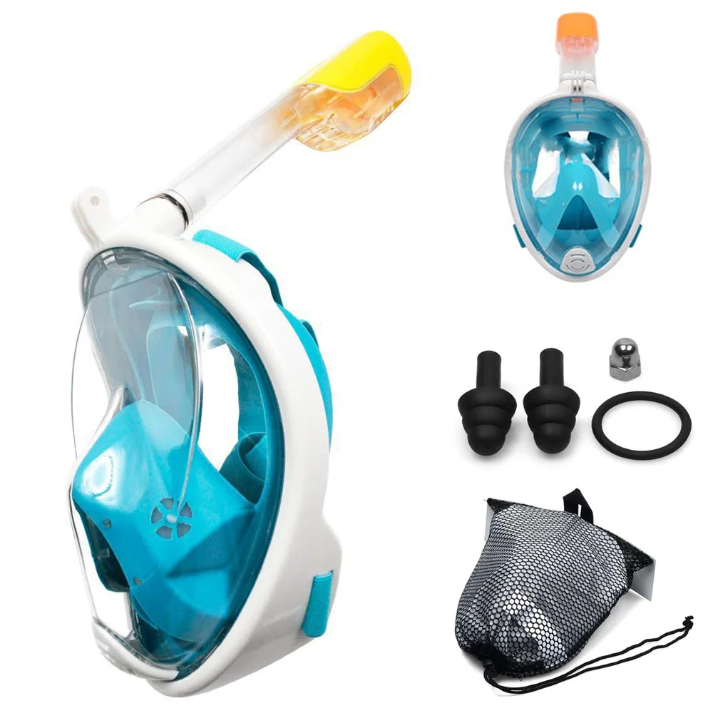 Online 2019 nuevo buceo subacuático Anti niebla máscara de buceo de cara completa snorkel Set máscaras respiratorias equipo de natación seguro y resistente al agua