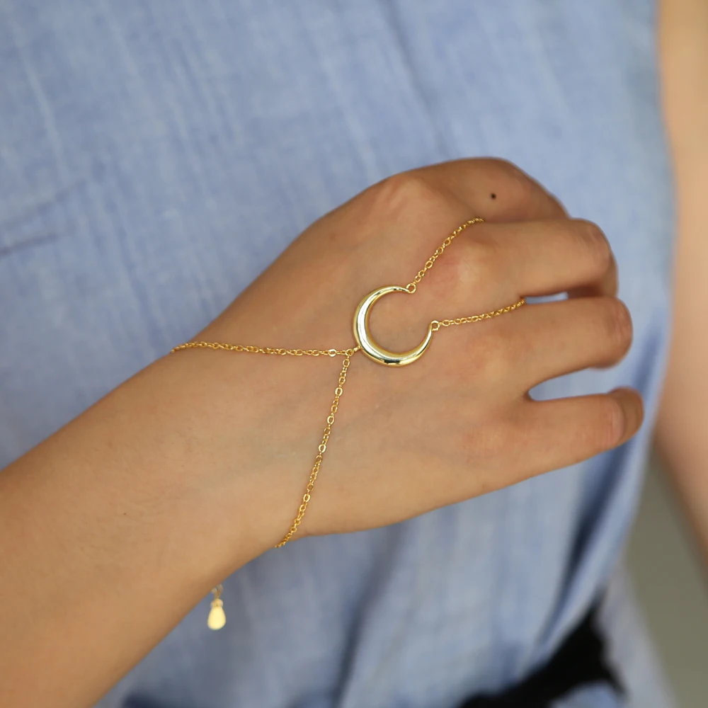 

Unique gold rose color Moon Bracelet Bracelet Charming Gold Chain Bracelet Best Friend Sister Gift jewelry 16+5cm adjuable size
