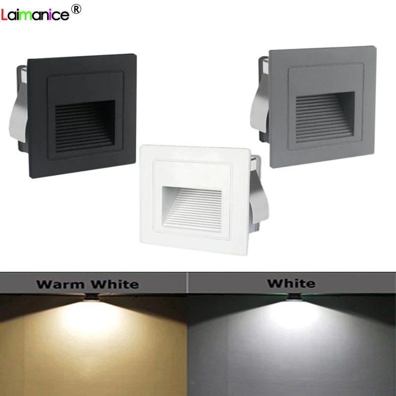 

IP65 Waterproof AC 85V-265V Outdoor LED Step Light Stair Light Wall Embedded Underground Lamp Lighting Deck Footlights