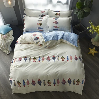 

Cartoon fish Bedding Set Soft Quilt Cover Pillowcase Soft bed sets twin queen king duvet cover children bedclothes Home textile