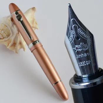 

FOUNTAIN PEN 18KGP 0.7mm BROAD NIB NOBLE JINHAO 159 COPPER AND SILVER THICK OFFICE BUSINESS BEST GIFT