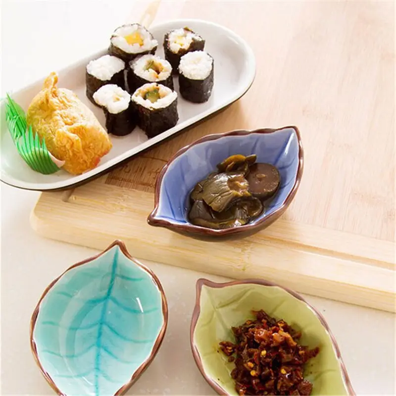 1 шт. креативные листья ручной работы Керамические Тарелки японские блюда для суши закуски кухонный уксус приправа соус китайская посуда