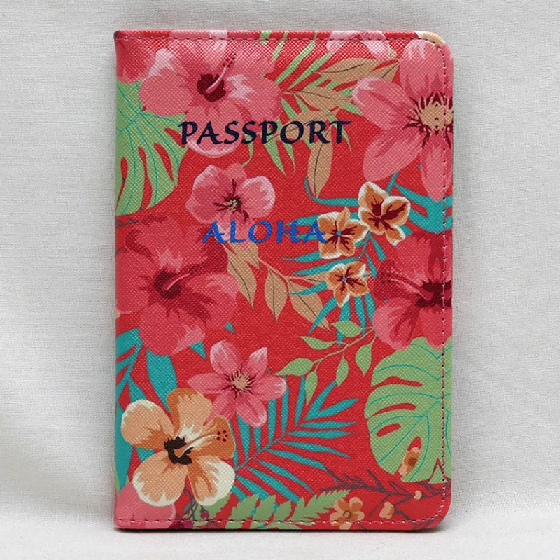 

Travel Pu Leather Flower Cute Passport Cover Women Fashion Credit Card Holder Case Driver License Short Wallet Organizer Purse