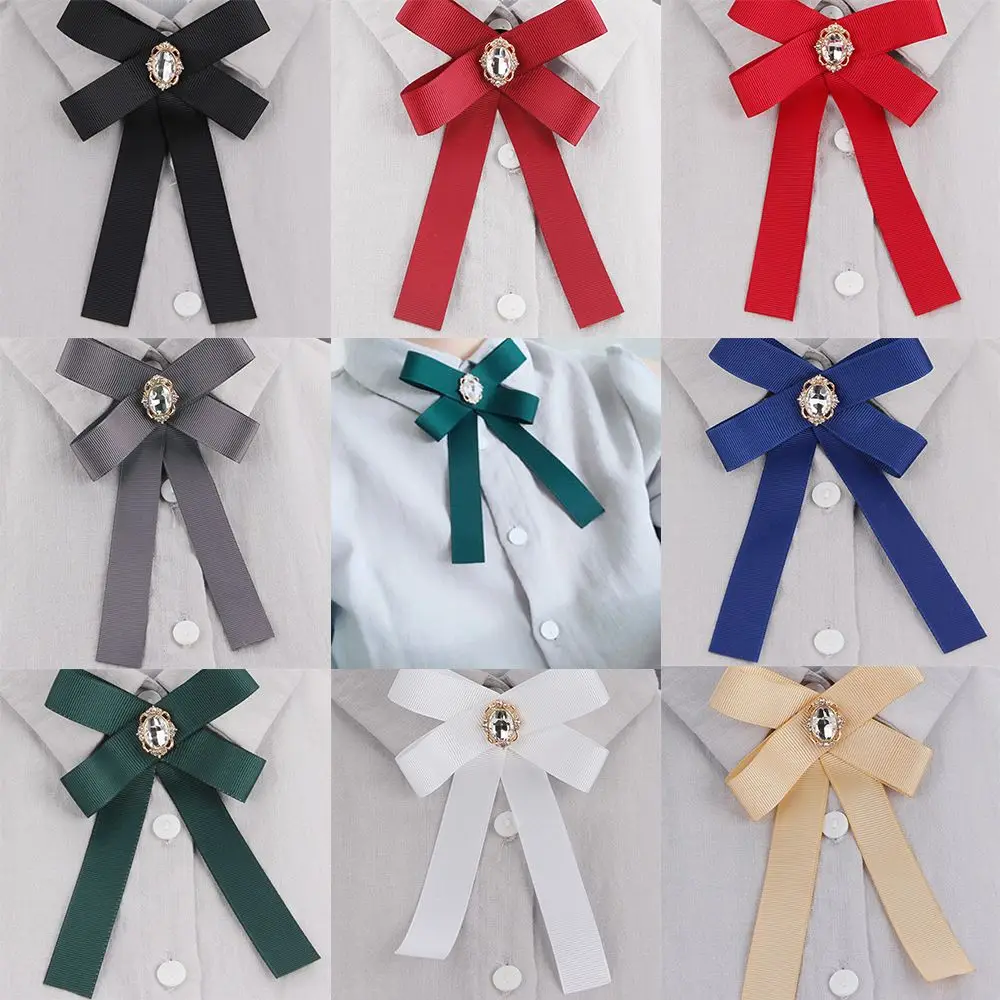 Allabout-u Fashion Women Green Pink Satin Ribbon Bow Tie Jewelry Necktie Pin Bow Knot Shirt Tie Brooches Pin