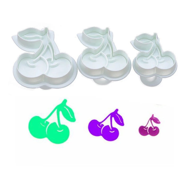 

3pcs/set Cherry Fondant Sugarcraft Mold Cookie Plunger Cutters Tools Cake Decorating Kitchen Baking Tool Cake Tool