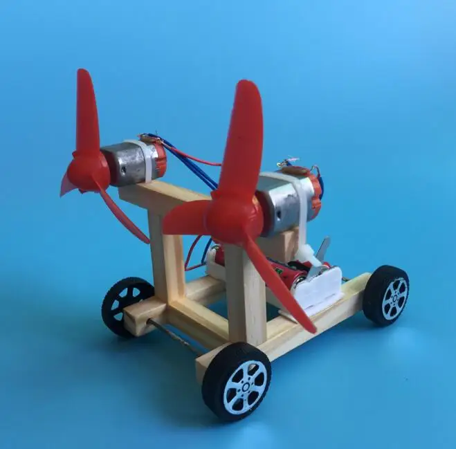Апрель Du DIY ветер Мощность модель автомобиля Комплект двойные крылья ручной работы научных Эксперименты образование игрушки