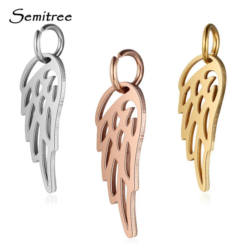 

Semitree 5pcs/lot Stainless Steel Wing Pendant Charms Gold Silver Rose Gold Angel Wings Charm for Diy Jewelry Making Findings
