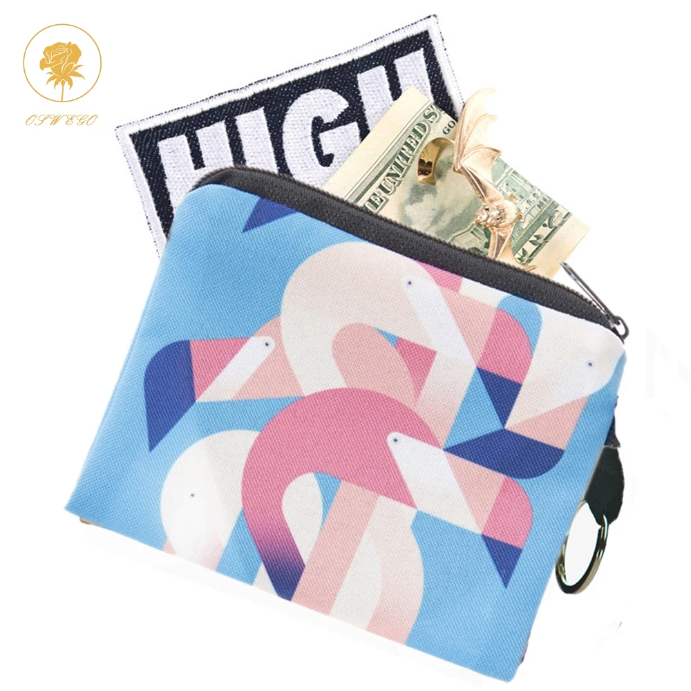 

OSWEGO Brand Coin Purse Flamingo 3D Printing Vector Beaks Wallet Phone Key Coin Holder Zipper Pouch Square Women Wallets Keyring