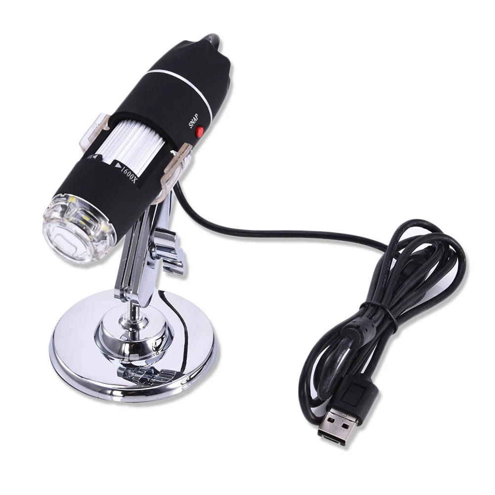 1600X 8 LEDS USB Digital Microscope Electronic Electron Endoscope Glasses Magnifier Magnifying Glasses Desk Loupe W / Stand