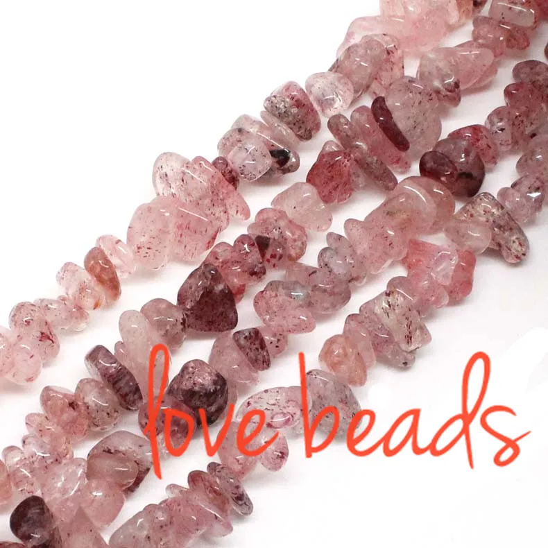 

5-8mm Freeform Natural Strawberry Quartz Stone Gravel Loose Chip Beads 80cm Strand For Jewelry Making(F00319)