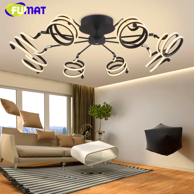 

FUMAT Minimalist Modern LED Ceiling Light Creative White Black Spring Ceiling Lamp Bedroom Dinning Room Light Fixture LED