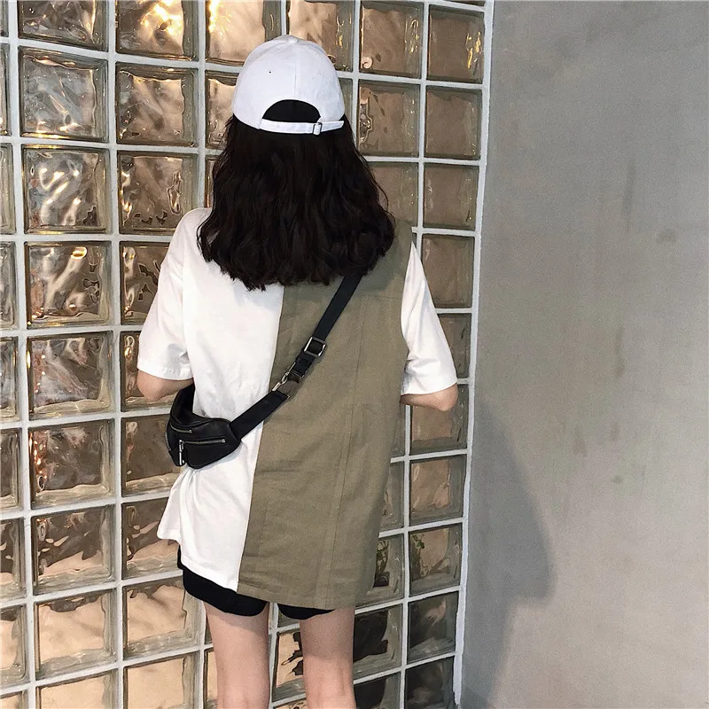 Woherb летняя Harajuku футболка Женская Корейская уличная 2020 Лоскутная рубашка