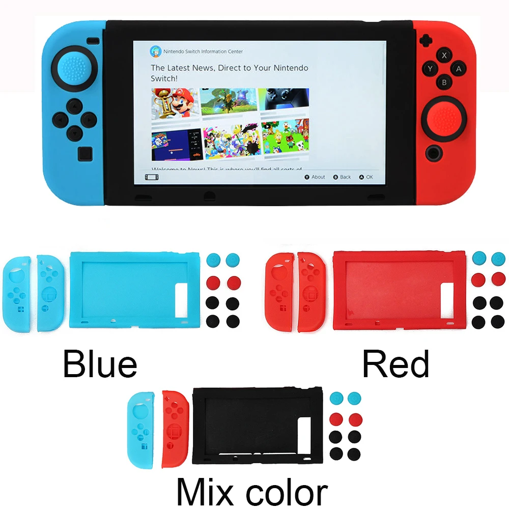 Silicone Case 11 in 1 Cover For Nintend Switch NS Console Joy-Con Protective Skin with Thumb Stick Grip Joystick Caps | Электроника
