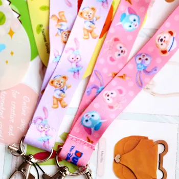 

Cartoon Duffy Bear Stellalou Rabbit Bear Character Printed ID Card Lanyard Cute Work Card To Hang KeyChain Gifts