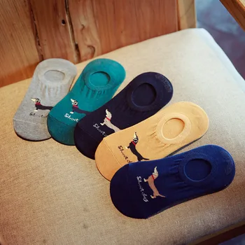 

New Men's Cotton Angle Socks Cartoon Dog Invisible Socks Animal Leisure Boat Socks SC019-5pairs