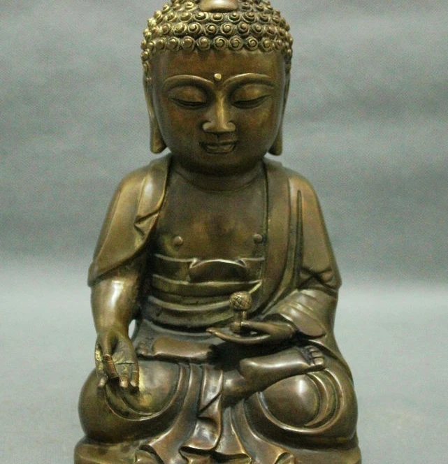 

9 Tibet Buddhism Ayutthaya Bronze Copper Pray Shakyamuni Sakyamuni Buddha Statue