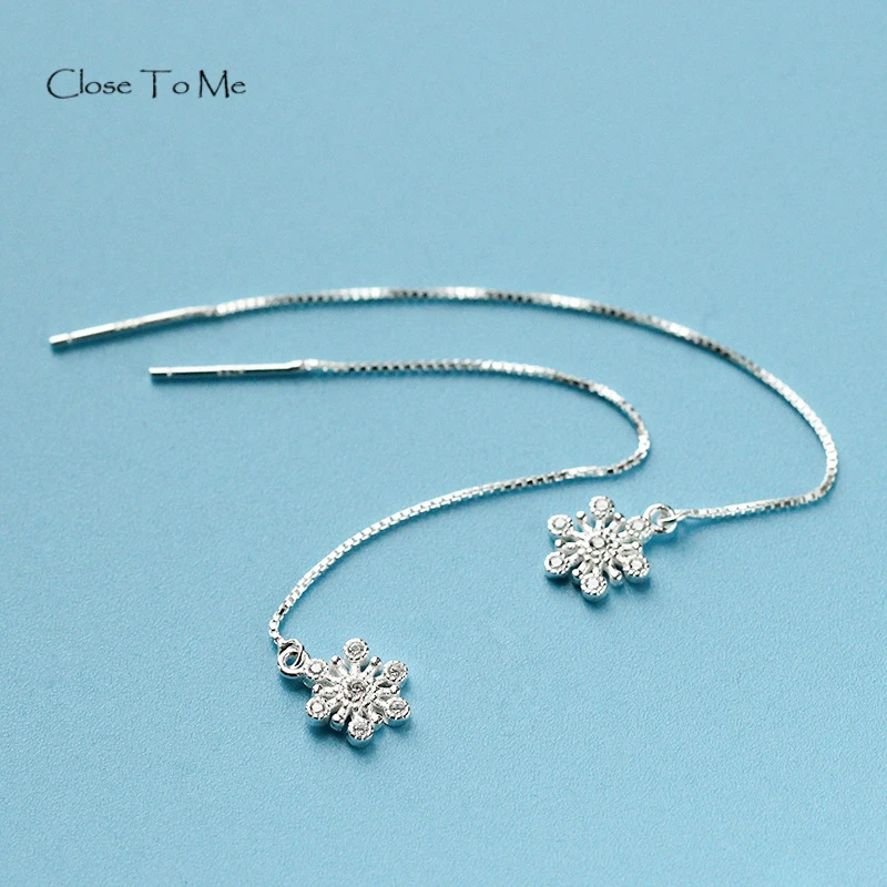 

Close To Me Real 925 Sterling Silver Creative Handmade Fine Jewelry Snowflake Simple Personality Drop Earrings for Women