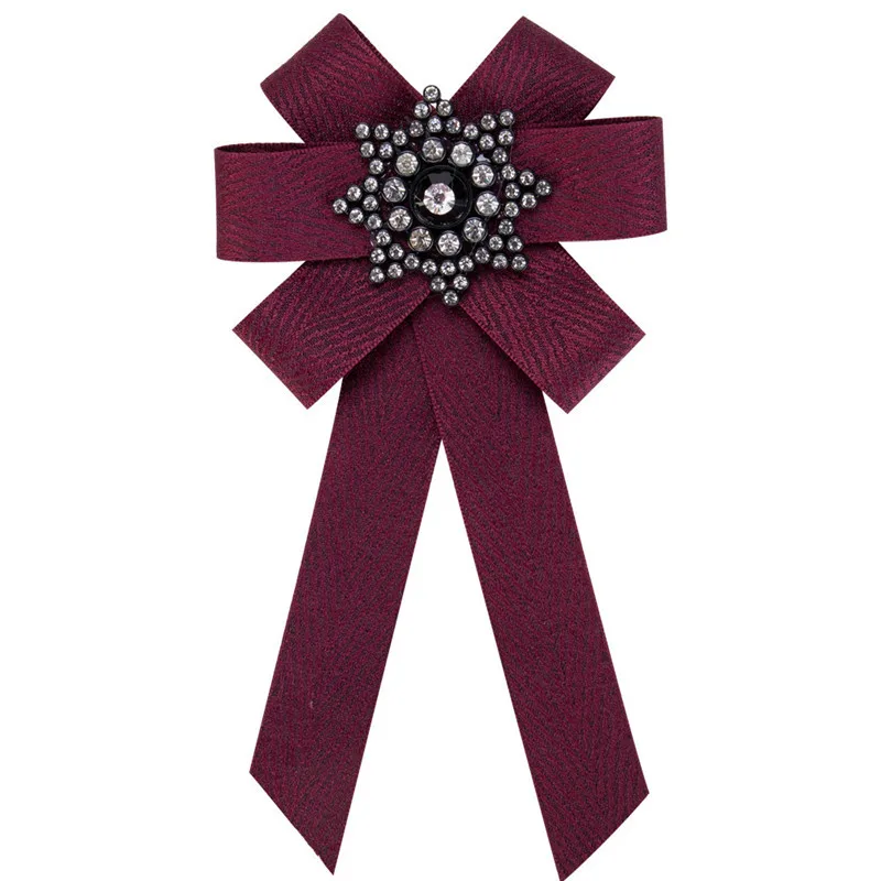 

VEKNO Luxury Multilayer Bowknot Cloth Brooches for Men Women Clip Up Pins Rhinestone Bow Tie Charm Statement New Design Jewelry