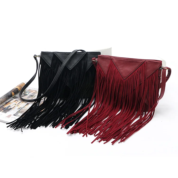 Gykaeo, дизайнерская красная женская сумка, кожаная, бахрома, кисточка, сумка на плечо, женские сумки-мессенджеры для женщин, сумки через плечо, Bolsa Feminina