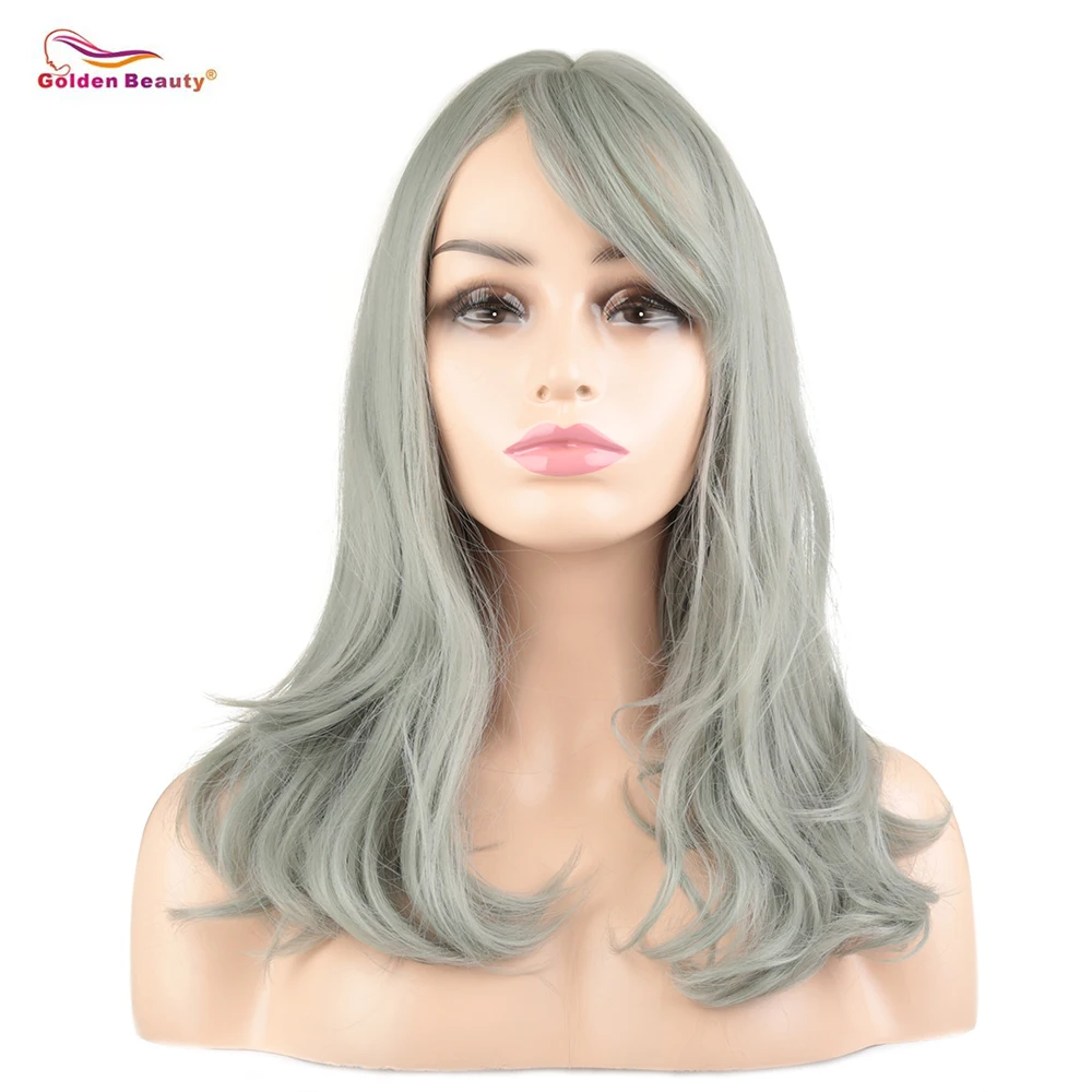 

Shoulder Length Bob Wigs for Women Natural Wavy Synthetic Wig Cospaly for Party Brown Wig with Bangs Golden Beauty