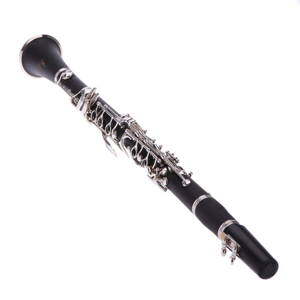 17 Key Bb Flat Soprano Clarinet Nickel Plating Exquisite with Cleaning Cloth Gloves Durable Musical Instruments
