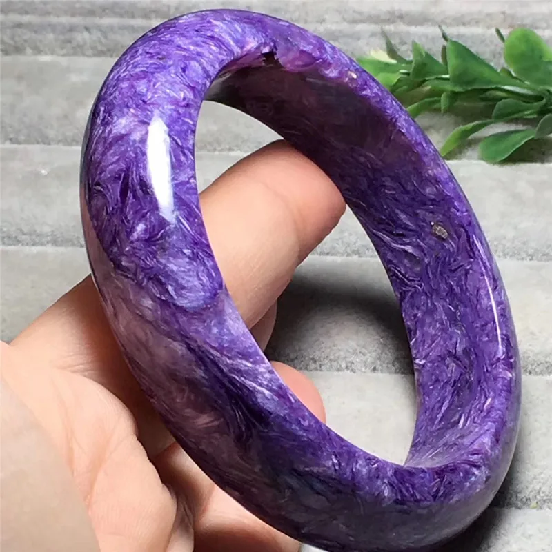 

Certificate 56mm Genuine Natural Purple Charoite Bangles Gemstone Crystal Lady For Women Female Gift Fashion Bangle AAAAA