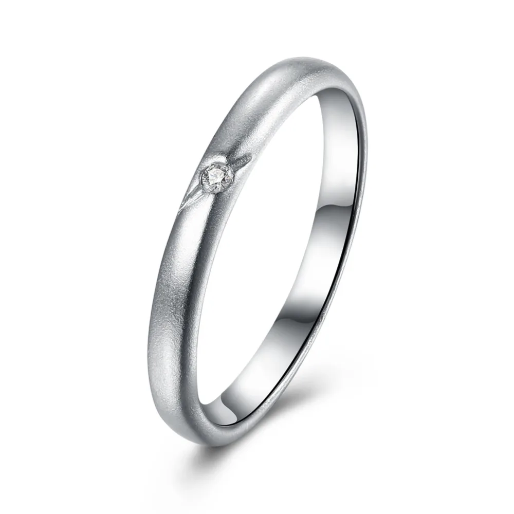 Classic 925 Sterling Silver Band Rings for Woman White Zircon Fine