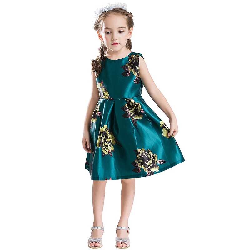 B&N Printed Floral Girls Dresses Summer Children's Dress Sleeveless Infantil Baby Party Dress For Girl Prom Dresses Girls 3