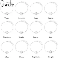 Чандлер серебро Дева Virgem VI браслет и браслеты тонкий звено цепи 12 Знак зодиака, Созвездие Astrologic леди день рождения ювелирные изделия