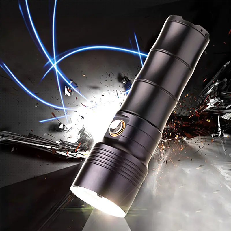 LED Flashlight Rechargeable Super Bright Waterproof And Explosion-Proof Torch10W outdoor travel lighting flashlight#3J18